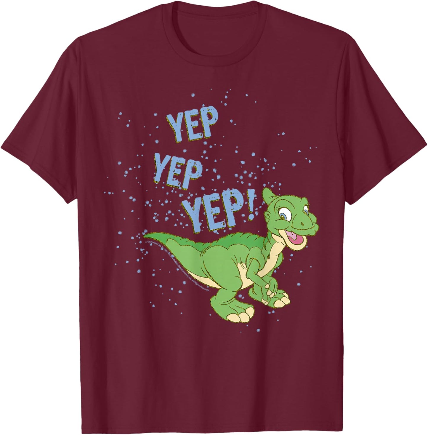 Land Before Time Ducky Yep Yep Yep Sprinkle T-Shirt - T-Shirt | Maroon