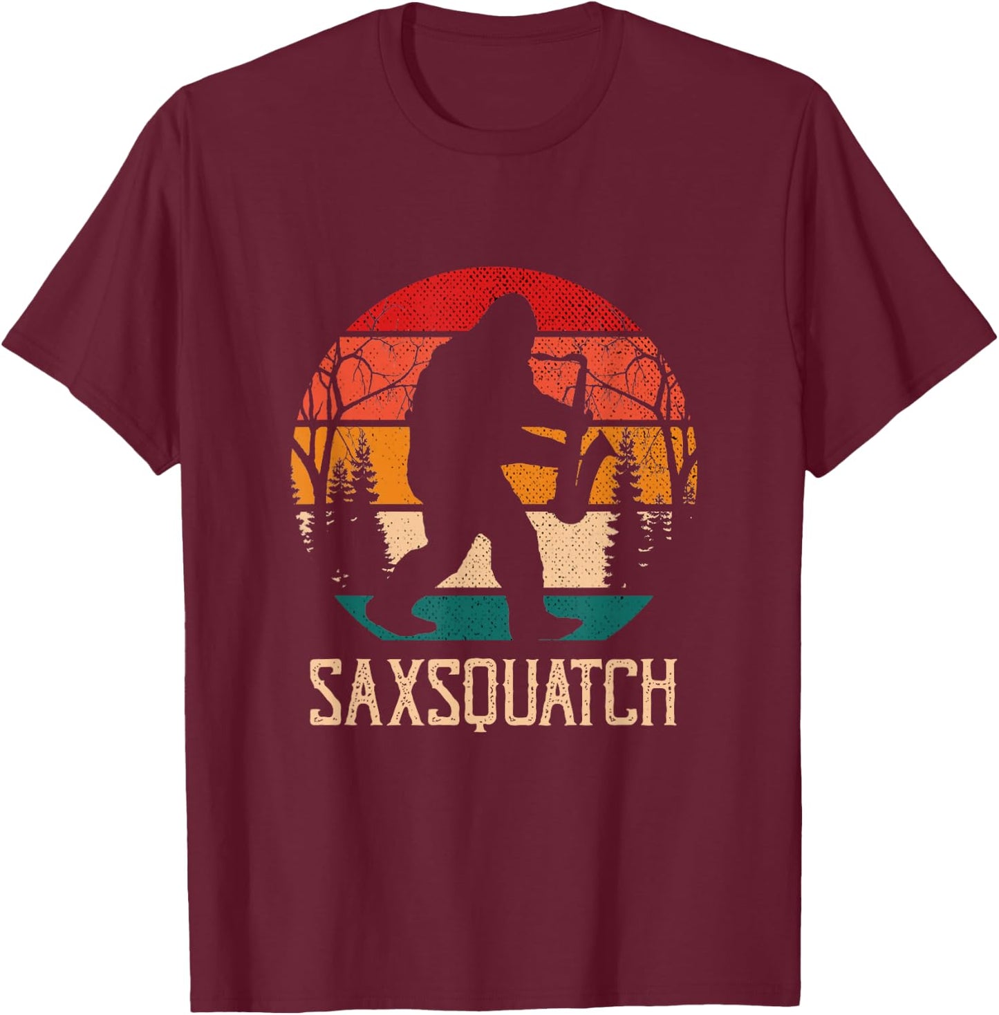 Saxsquatch Musical, Instrument, Music Saxophone T-Shirt - T-Shirt | Maroon