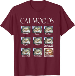 Cat Moods T-Shirt - T-Shirt | Maroon