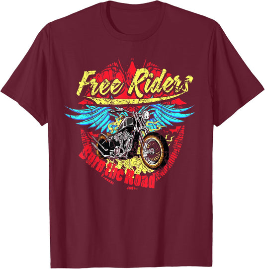 Motorbike Shirt Motorcycle Vintage Biker T-Shirt - T-Shirt | Maroon