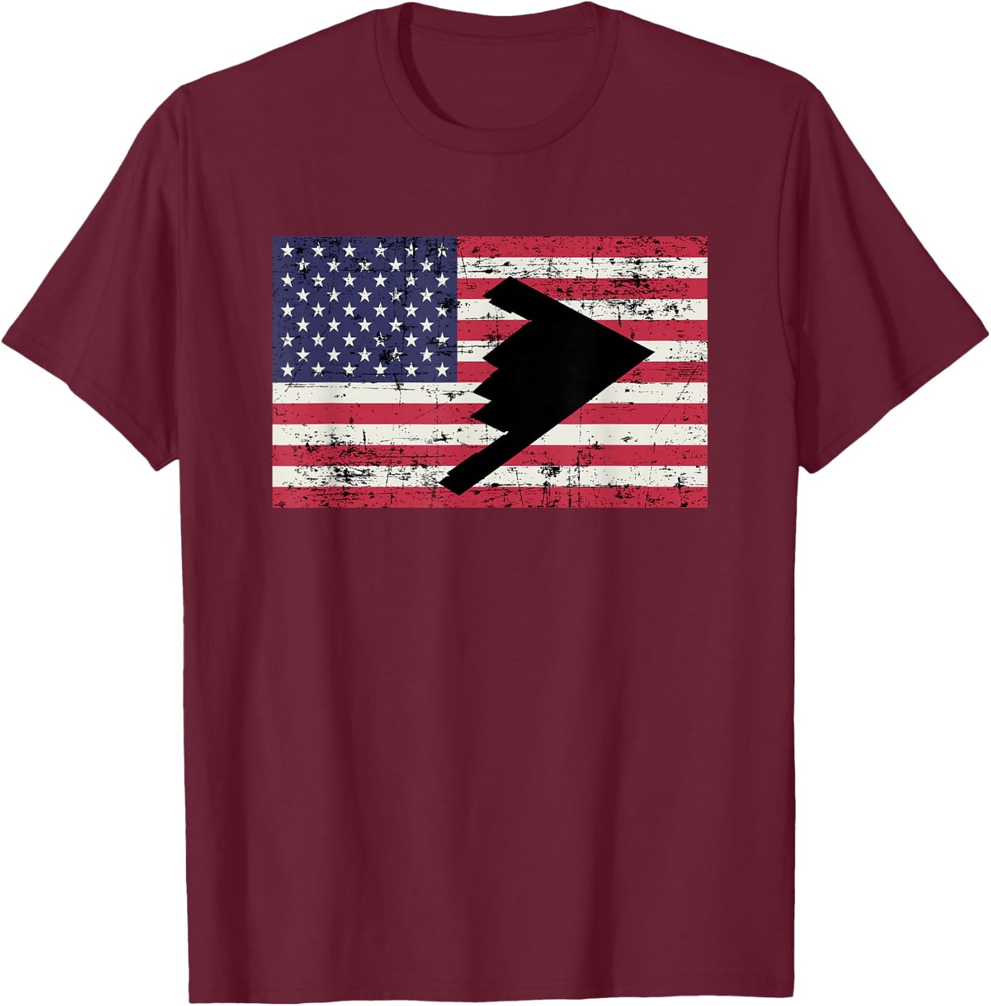 Patriotic B2 Stealth Bomber American Flag T-Shirt - T-Shirt | Maroon