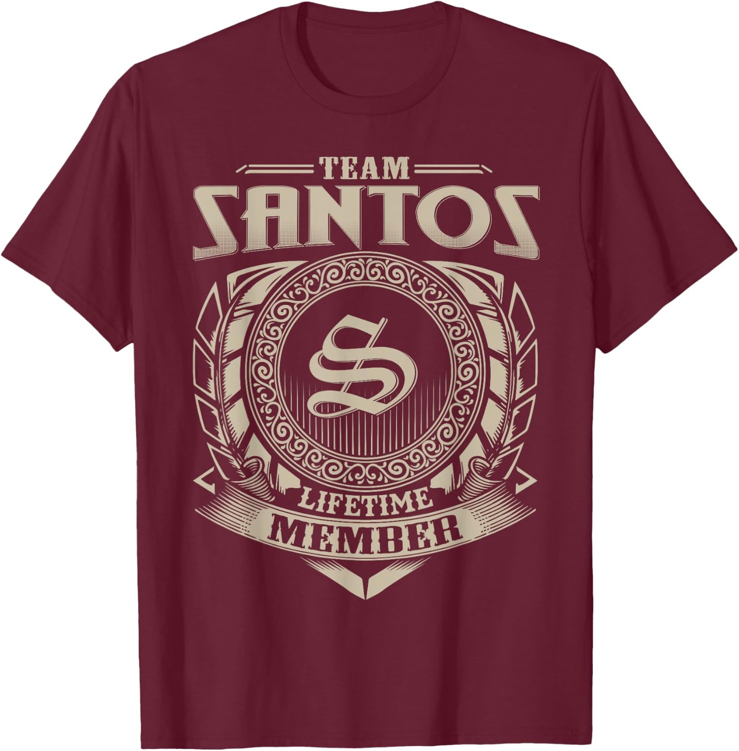 Team SANTOS Lifetime Member Vintage SANTOS Family T-Shirt - T-Shirt | Maroon