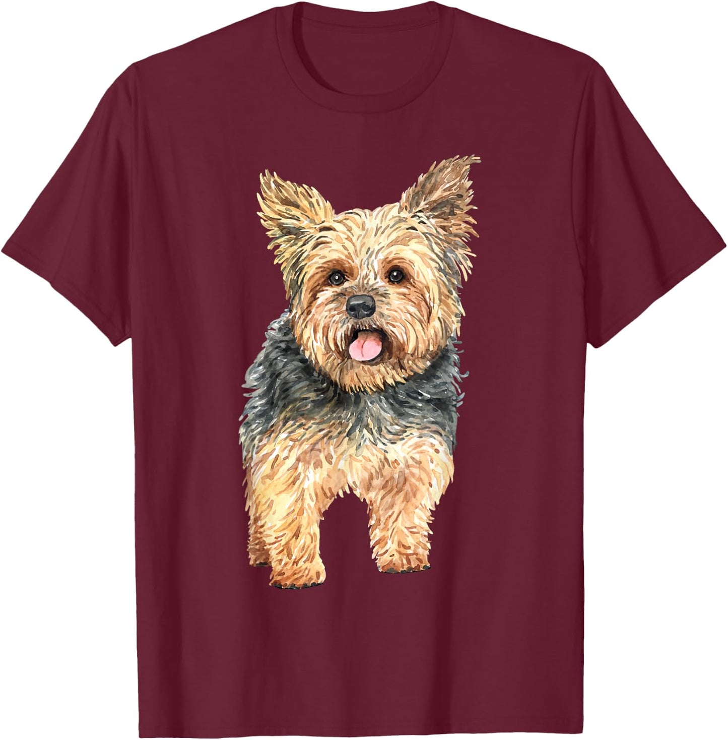 Watercolor | Yorkie Yorkshire Terrier Owners T-Shirt - T-Shirt | Maroon