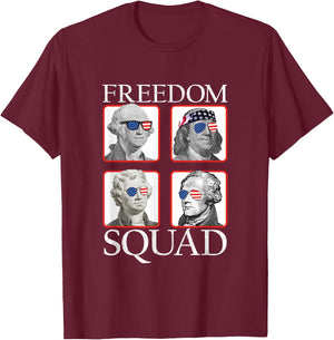 Freedom Squad Founding Fathers Revolution American Patriotic T-Shirt - T-Shirt | Maroon