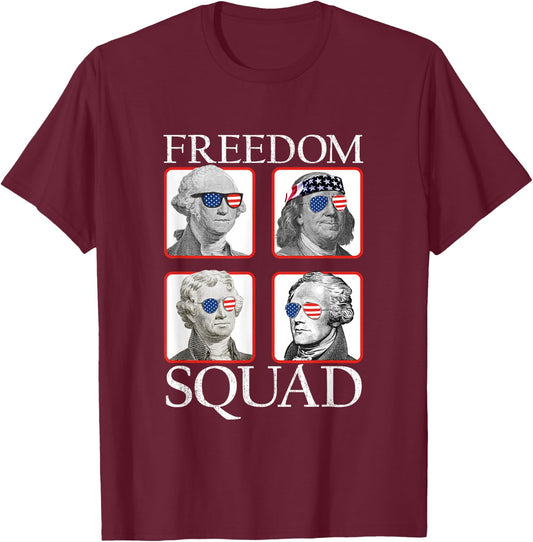 Freedom Squad Founding Fathers Revolution American Patriotic T-Shirt - T-Shirt | Maroon