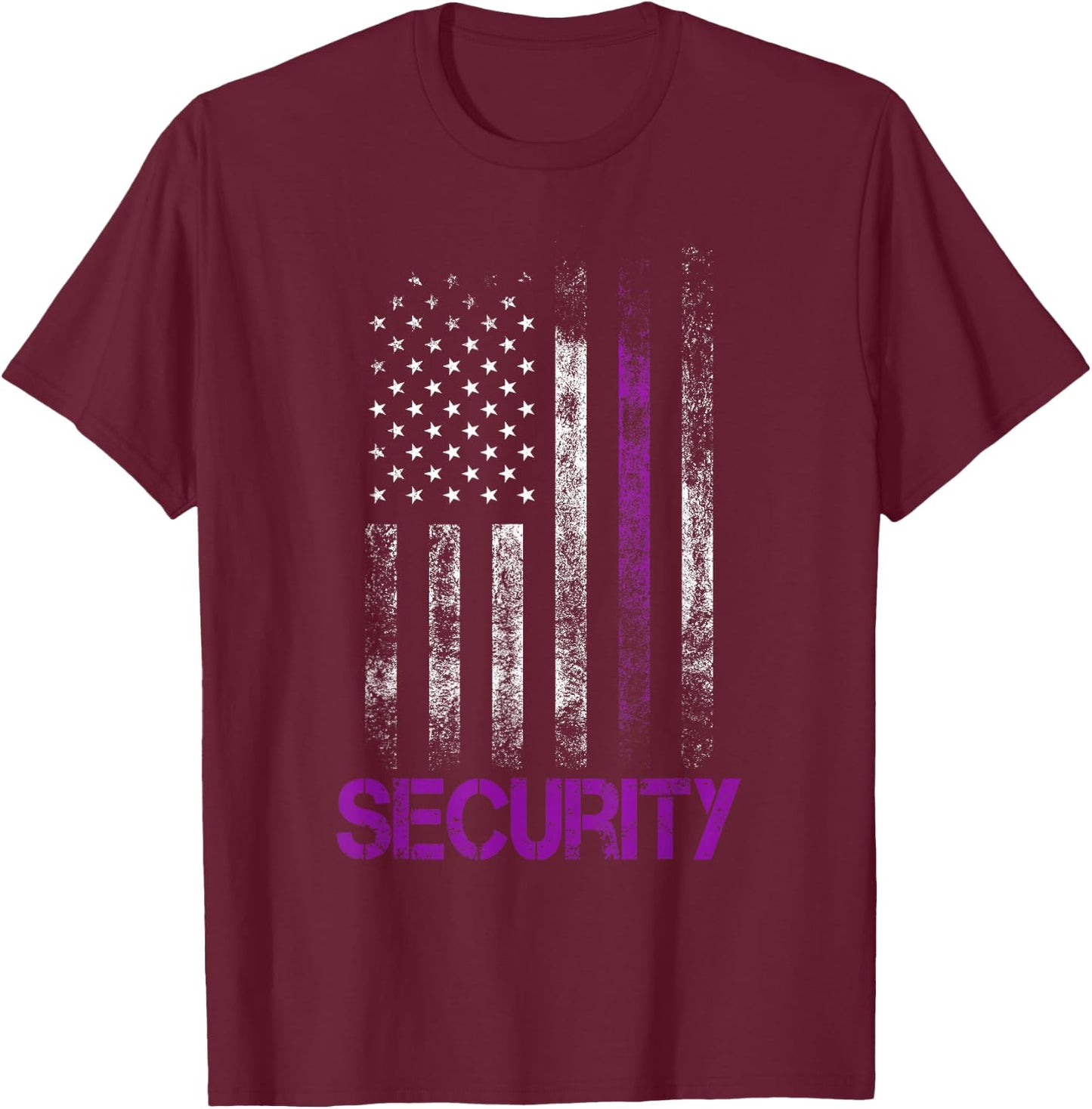 Security Guard Gifts Officer Thin Purple Line American Flag T-Shirt - T-Shirt | Maroon