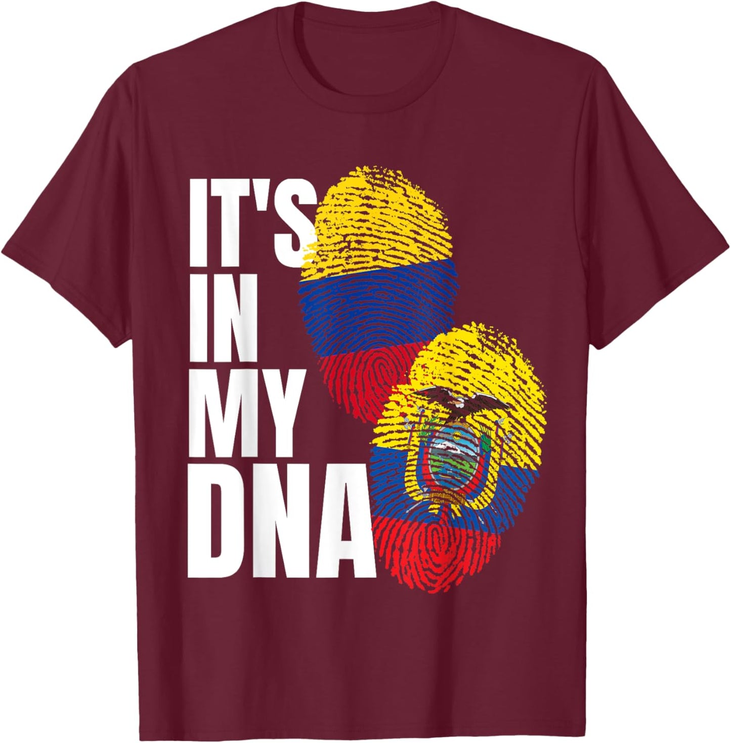 Ecuadorian And Colombian DNA Mix Flag Heritage T-Shirt - T-Shirt | Maroon