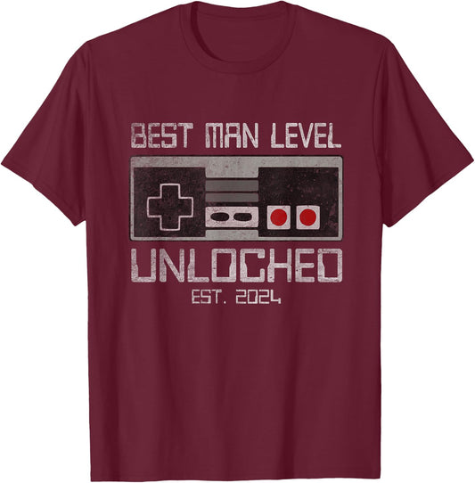 Best Man Bachelor Party For Gamer Husband Wedding T-Shirt - T-Shirt | Maroon