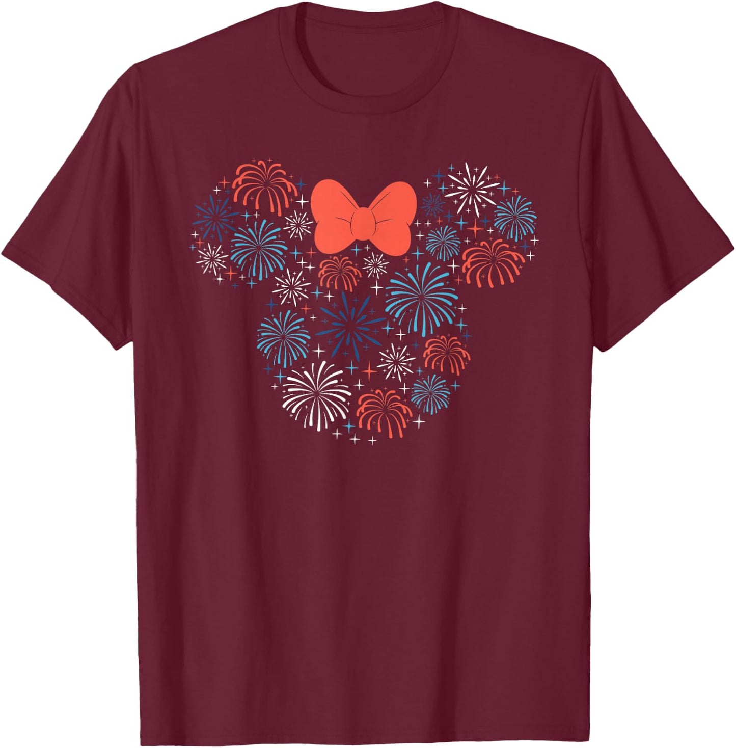 Disney Minnie Mouse Fireworks Americana Small T-Shirt - T-Shirt | Maroon