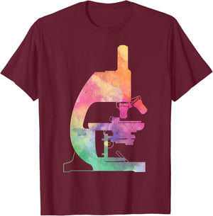 Microscope Watercolor Scientist Lab Tech Beautiful Graphic Women T-Shirt - T-Shirt | Maroon