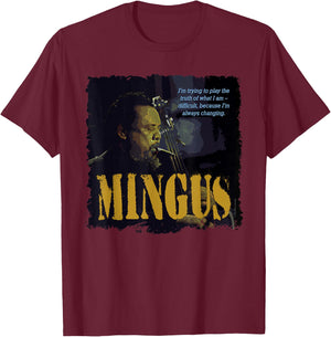 Mingus Jazz Wisdom Bassist Musician T-Shirt - T-Shirt | Maroon