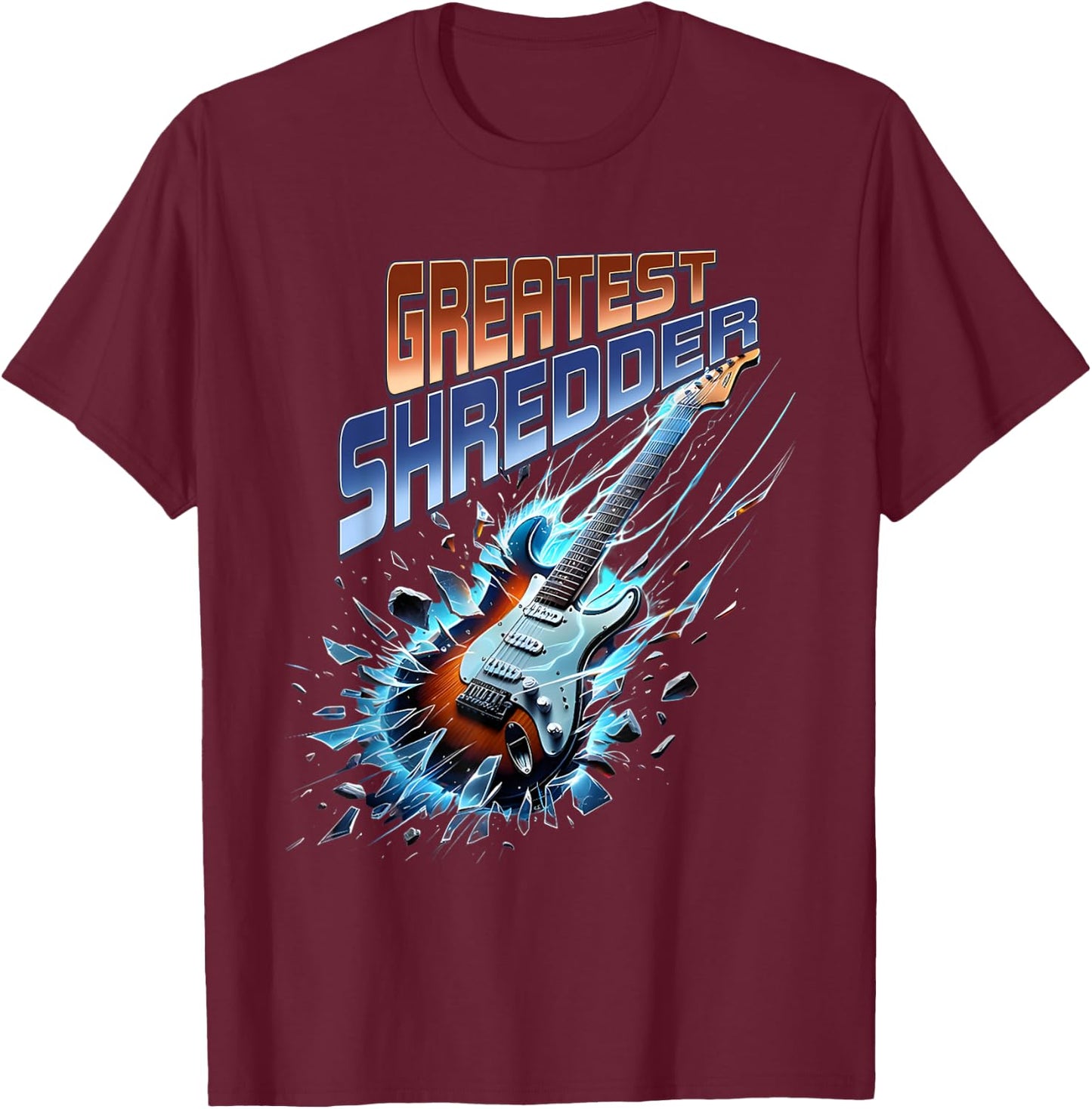 Greatest Shredder Guitar Funny Colorful Guitar Lovers T-Shirt - T-Shirt | Maroon