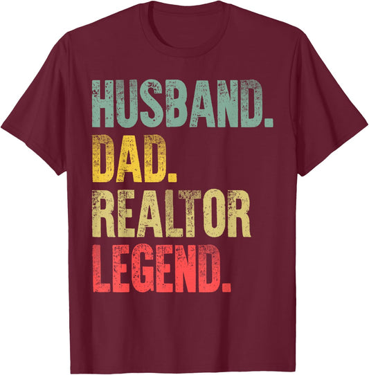 Funny Vintage Shirt Husband Dad Realtor Legend Retro T-Shirt - T-Shirt | Maroon