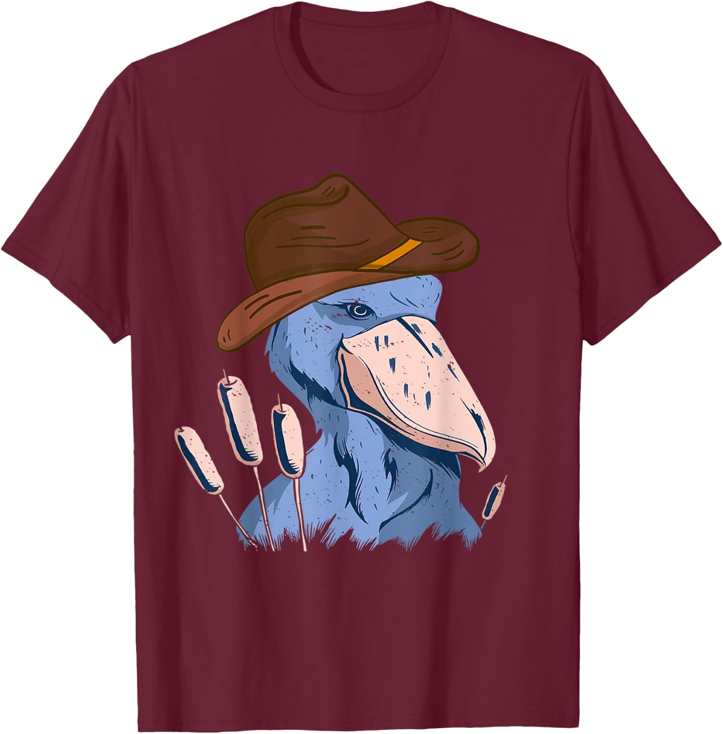 Shoebill Bird African Stork Bird Lover Cowboy Hat Shoebill T-Shirt - T-Shirt | Maroon