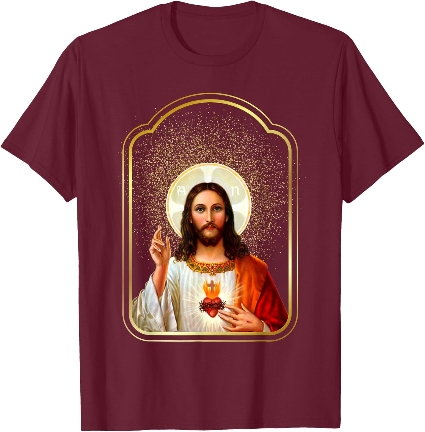 Sacred Heart of Jesus Christ Catholic Immaculate Heart Jesús T-Shirt - T-Shirt | Maroon