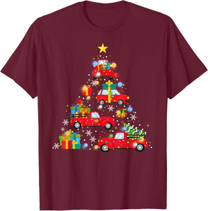 Funny Red Car Truck Christmas Tree Cute Xmas Ornament Décor T-Shirt - T-Shirt | Maroon