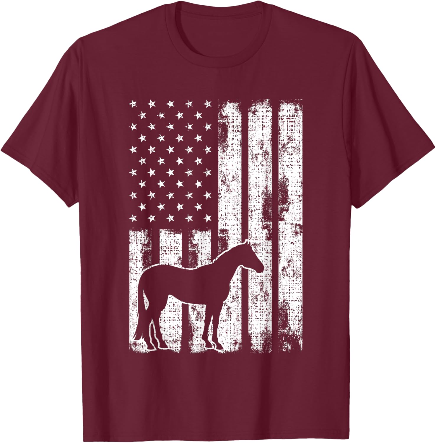 Freedom Horse Patriotic Horse American Flag Horseback Riding T-Shirt - T-Shirt | Maroon