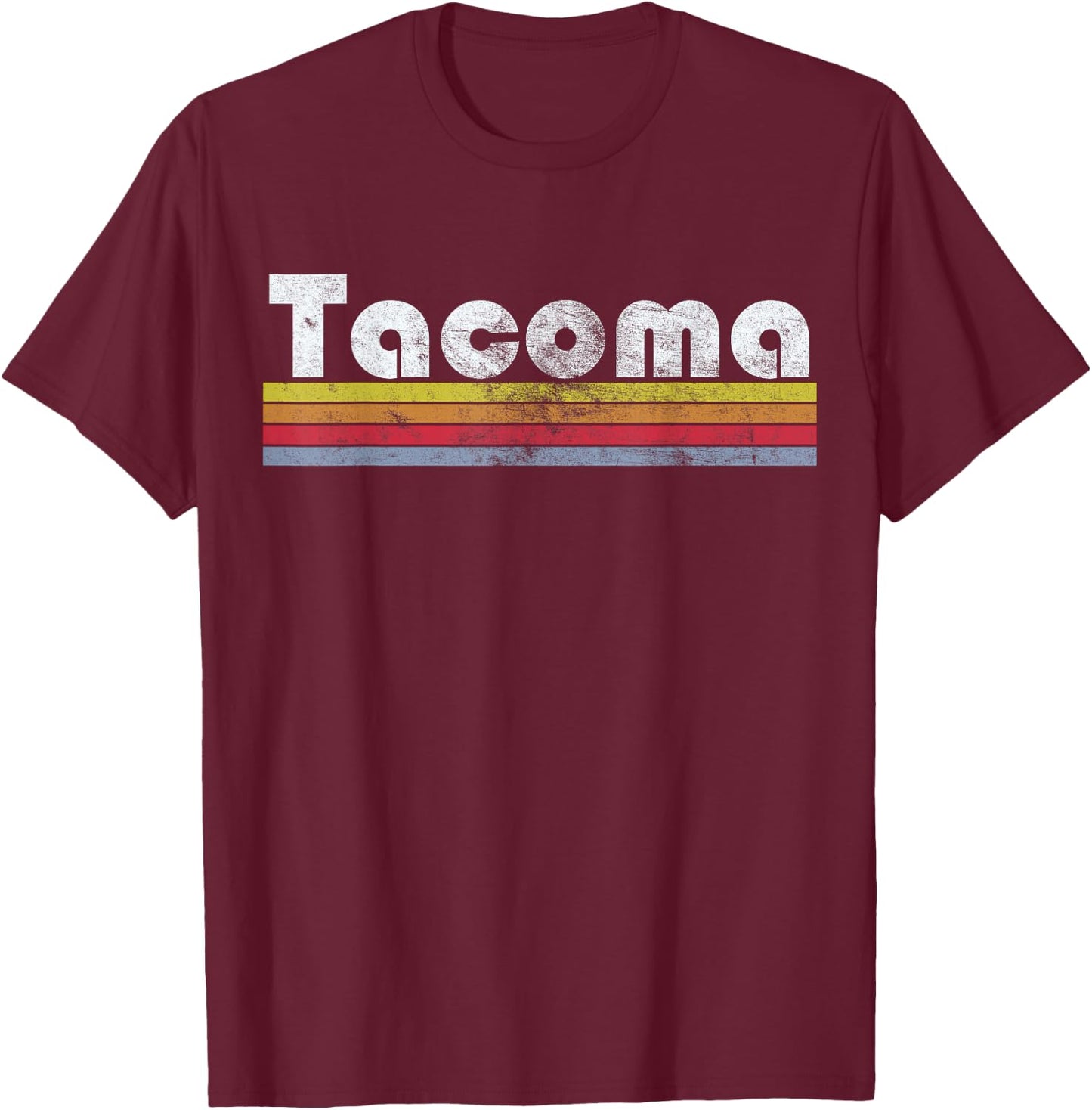 Tacoma WA Retro Vintage Pride City 70s 80s Men Women Gift T-Shirt - T-Shirt | Maroon