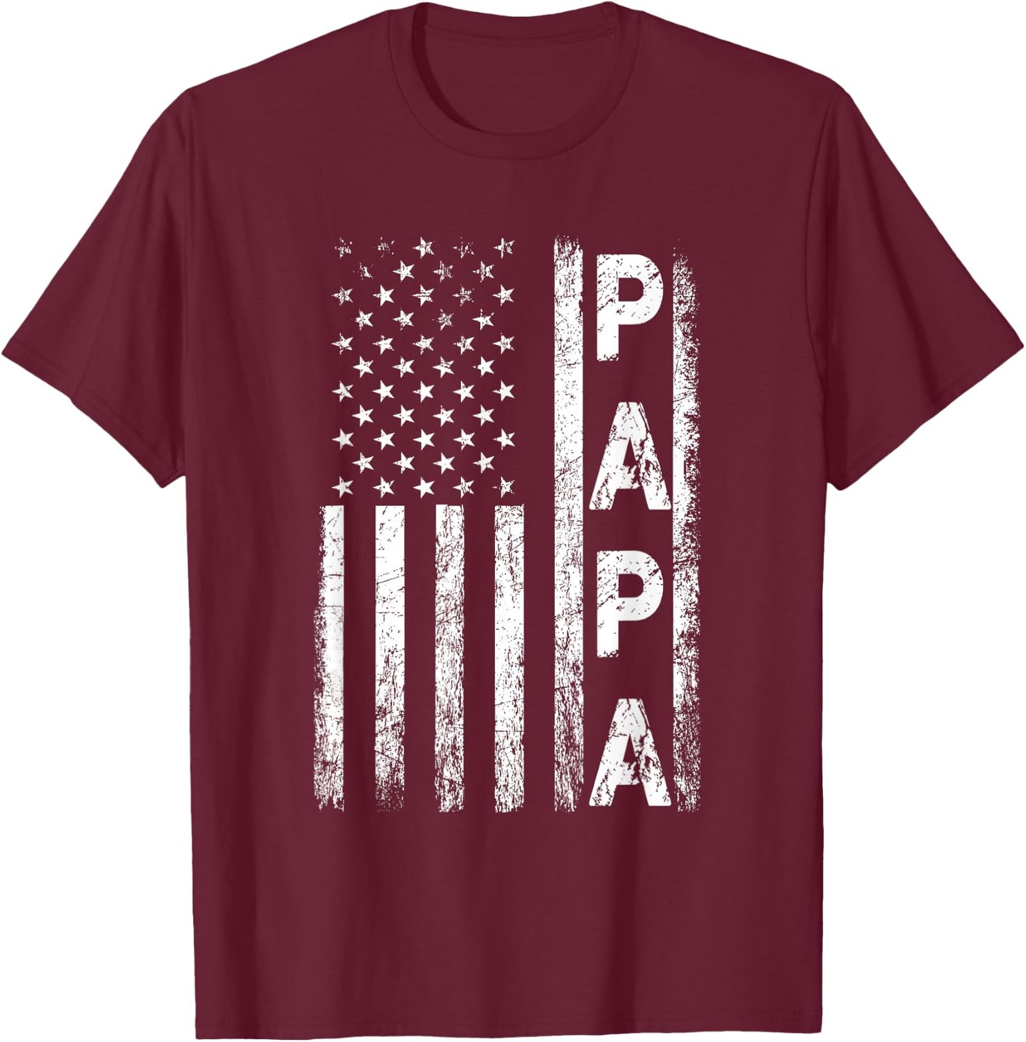 Papa Vintage American Flag Father's Day 4th of July Grandpa T-Shirt - T-Shirt | Maroon