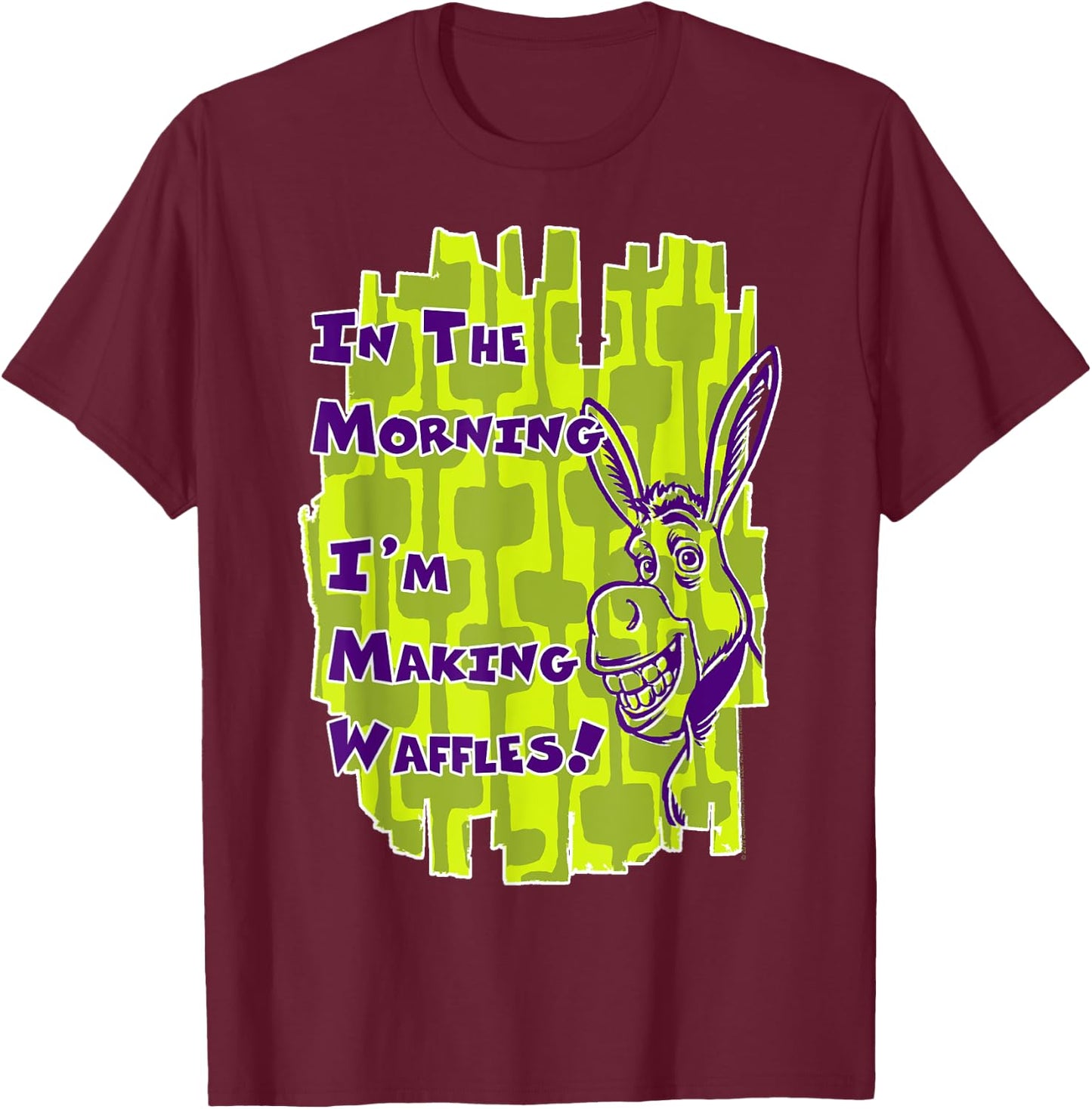 Shrek Donkey I'm Making Waffles Text Poster T-Shirt - T-Shirt | Maroon
