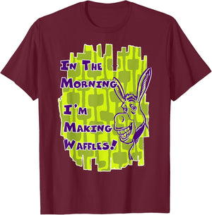 Shrek Donkey I'm Making Waffles Text Poster T-Shirt - T-Shirt | Maroon