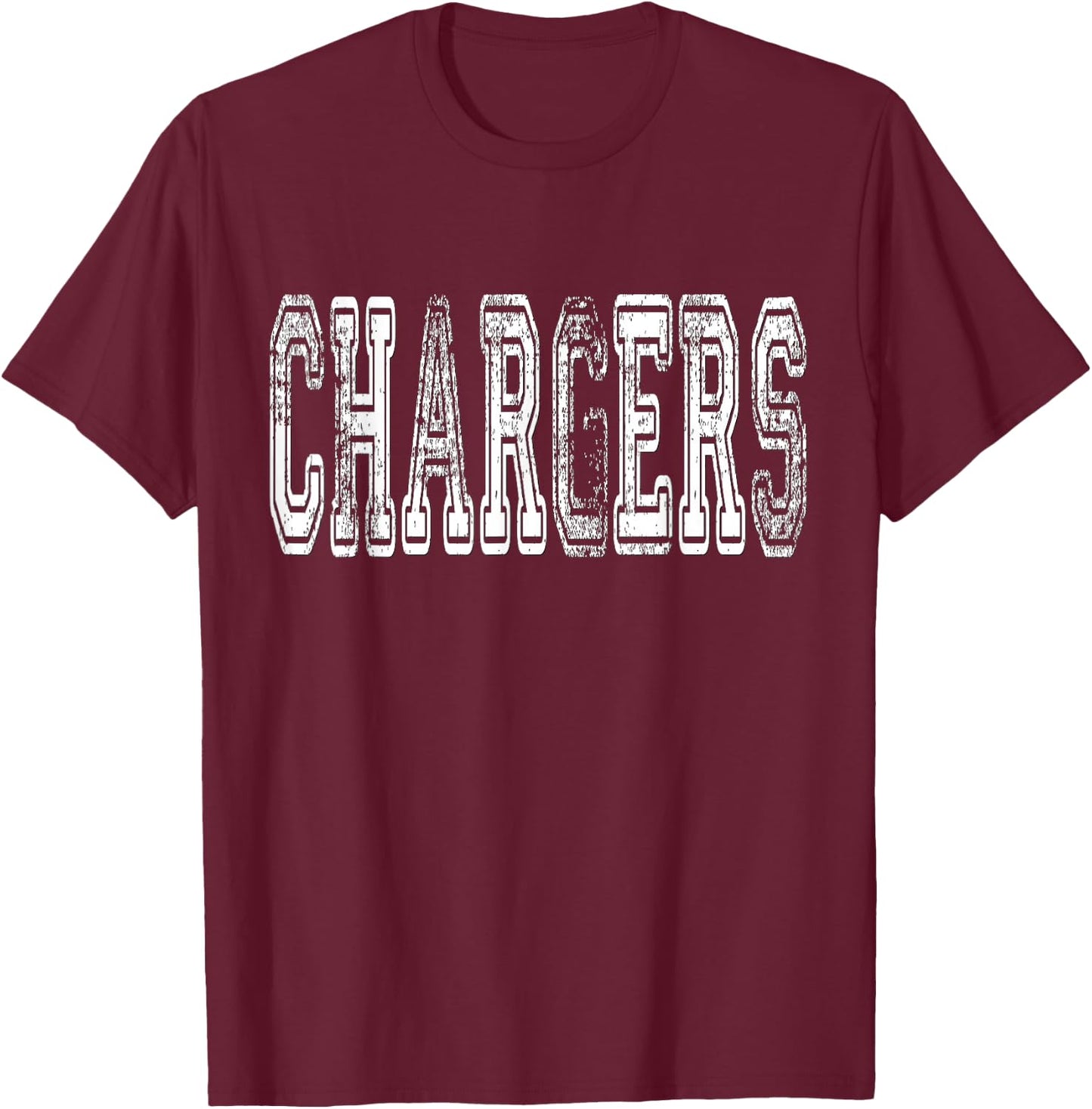 Chargers Mascot Distressed Vintage School Sports Name Fans T-Shirt - T-Shirt | Maroon