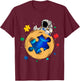 Promote Awareness of Autism Space Astronaut Puzzle Planet T-Shirt - T-Shirt | Maroon