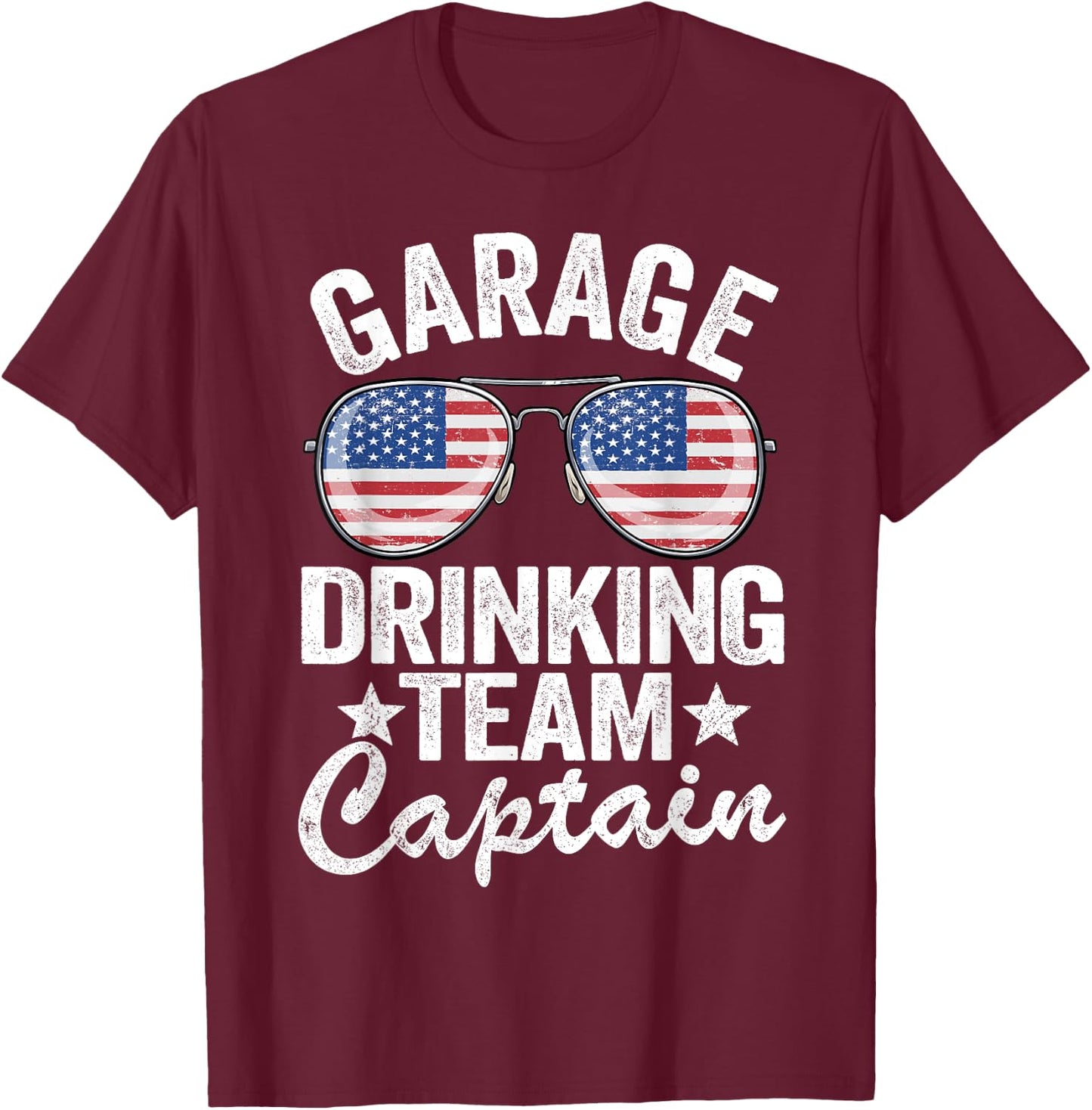 4th Of July Beer American Flag Garage Drinking Team Captain Men T-Shirt - T-Shirt | Maroon