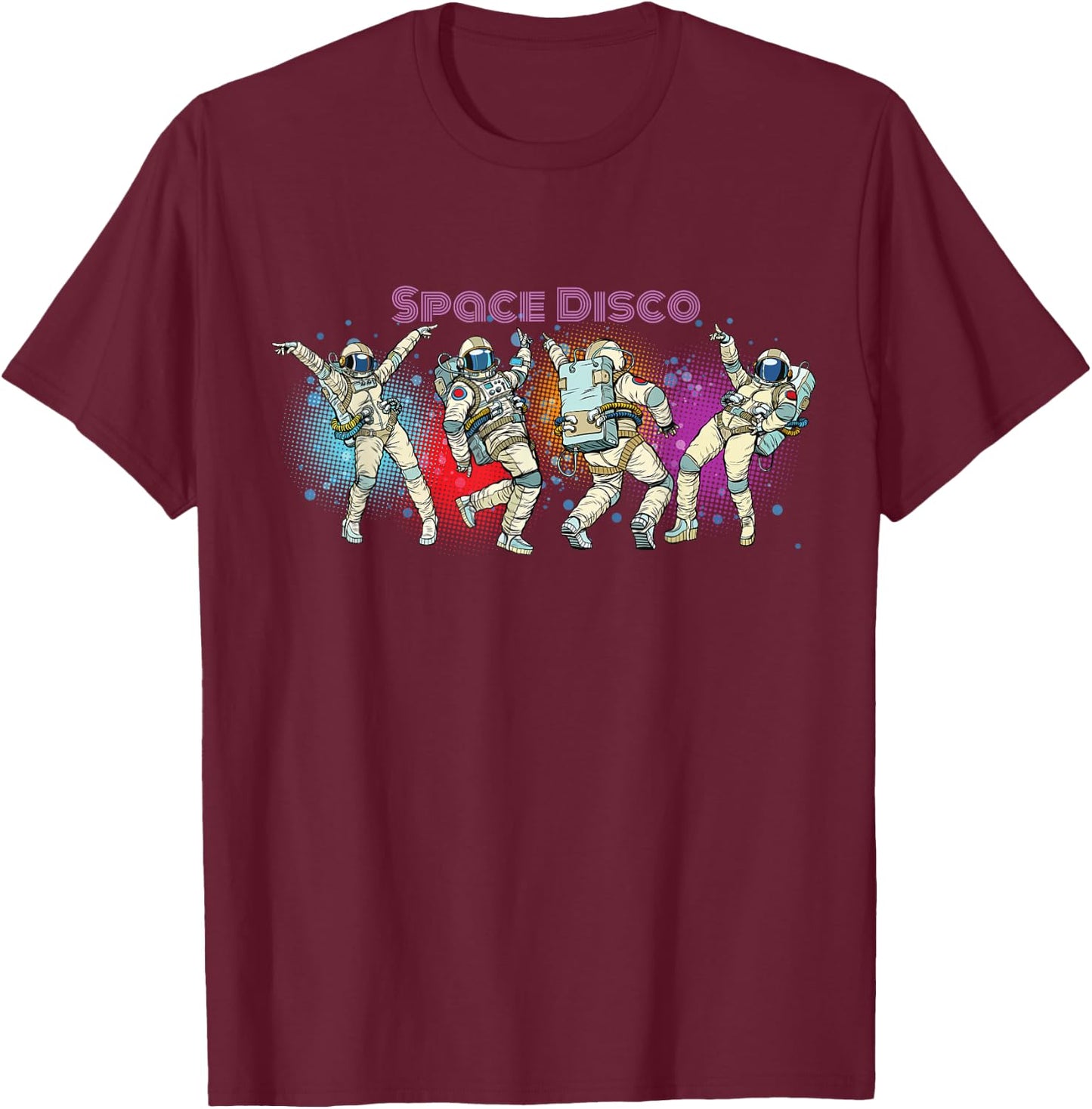 Space Disco - Music Loving Astronaut Dancing T-Shirt - T-Shirt | Maroon