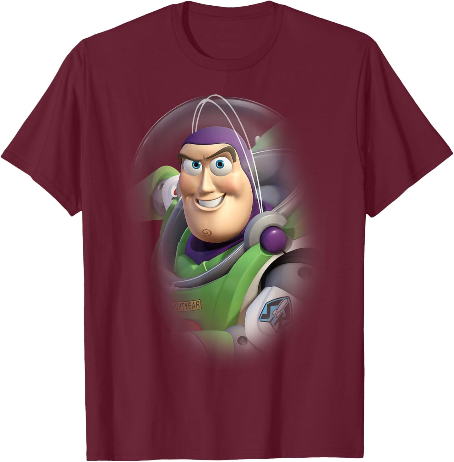 Disney Pixar Toy Story Buzz Lightyear Faded Astronaut Logo T-Shirt - T-Shirt | Maroon