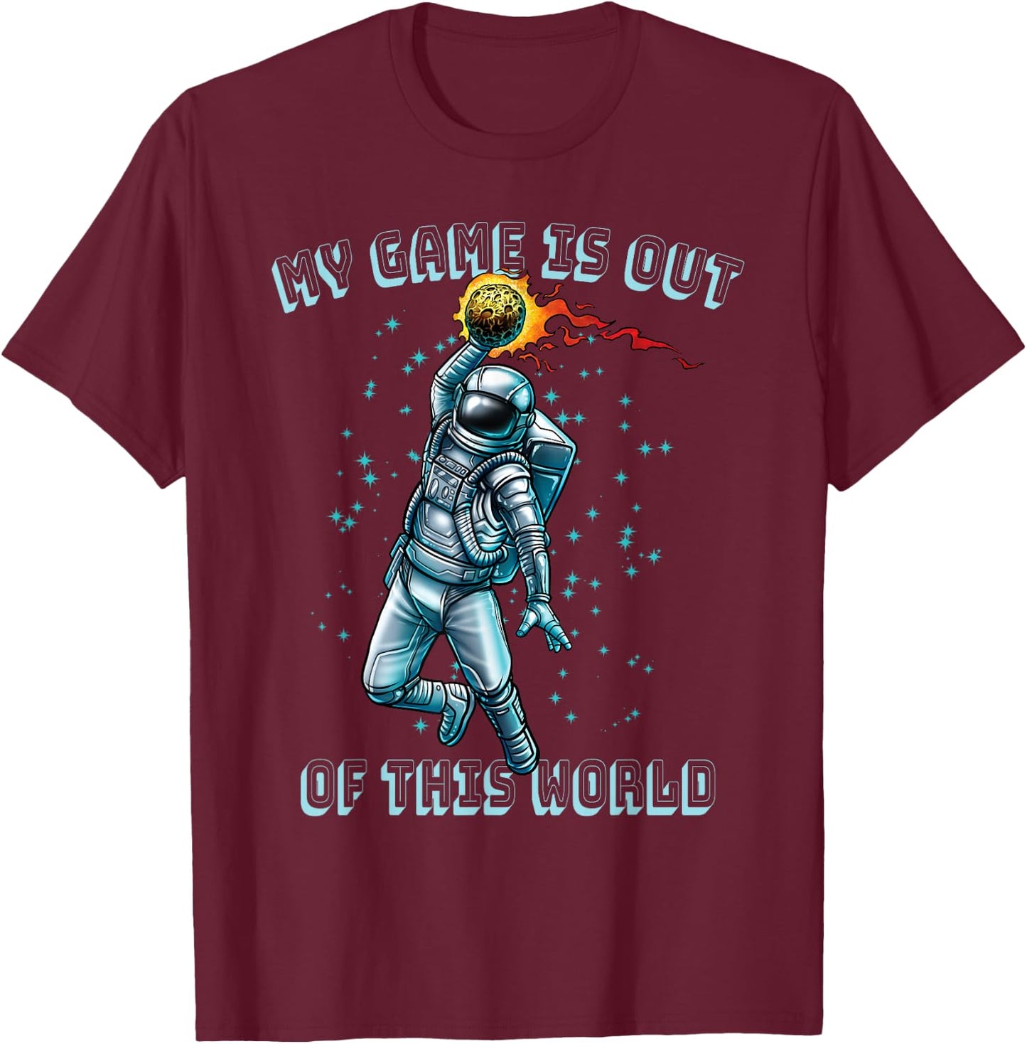 Astronaut Basketball Dunk Outer Space Game Out of This World T-Shirt - T-Shirt | Maroon