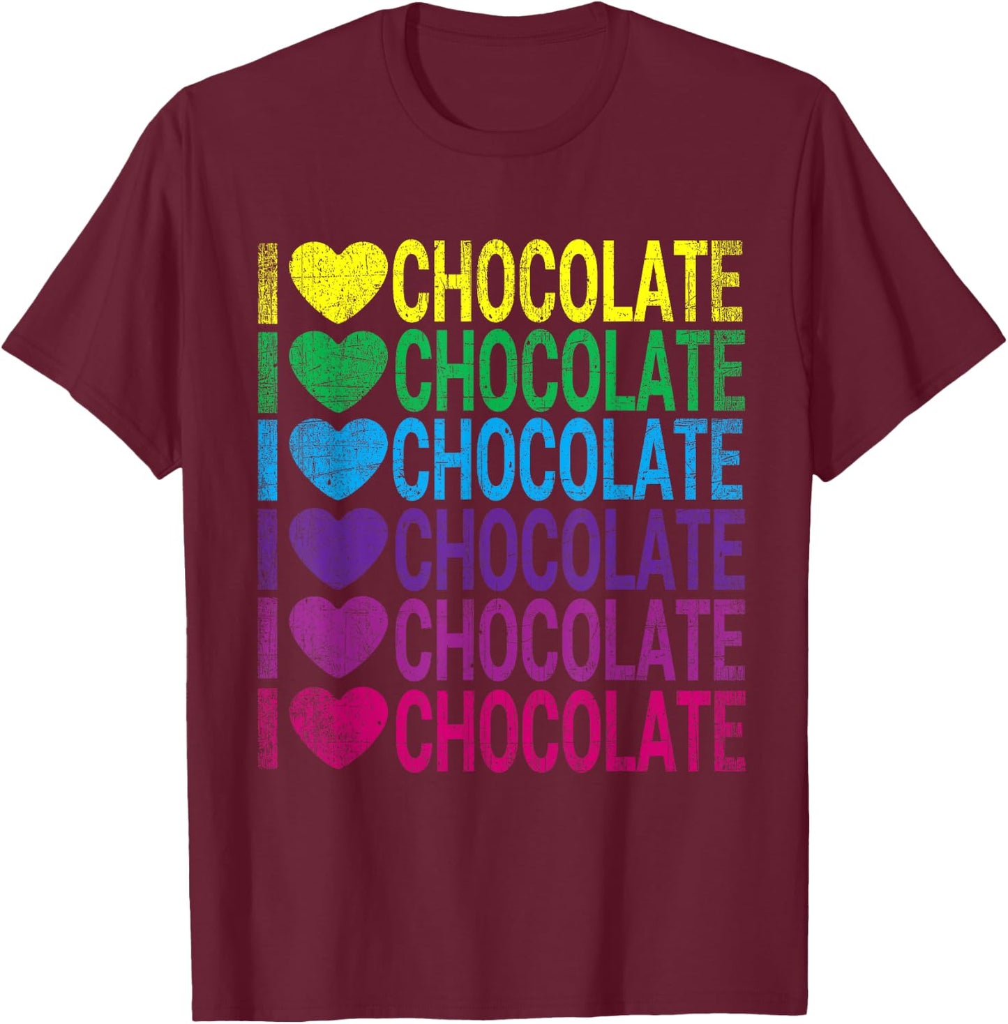 I Love Chocolate - I Heart Chocolate - Rainbow T-Shirt - T-Shirt | Maroon