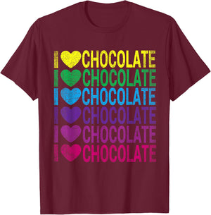 I Love Chocolate - I Heart Chocolate - Rainbow T-Shirt - T-Shirt | Maroon