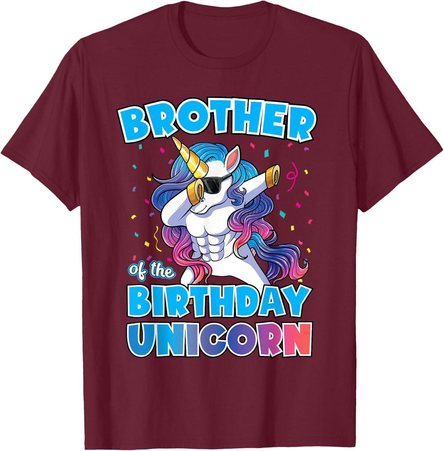 Brother of the Birthday Unicorn Dabbing Unicorn Brother T-Shirt - T-Shirt | Maroon