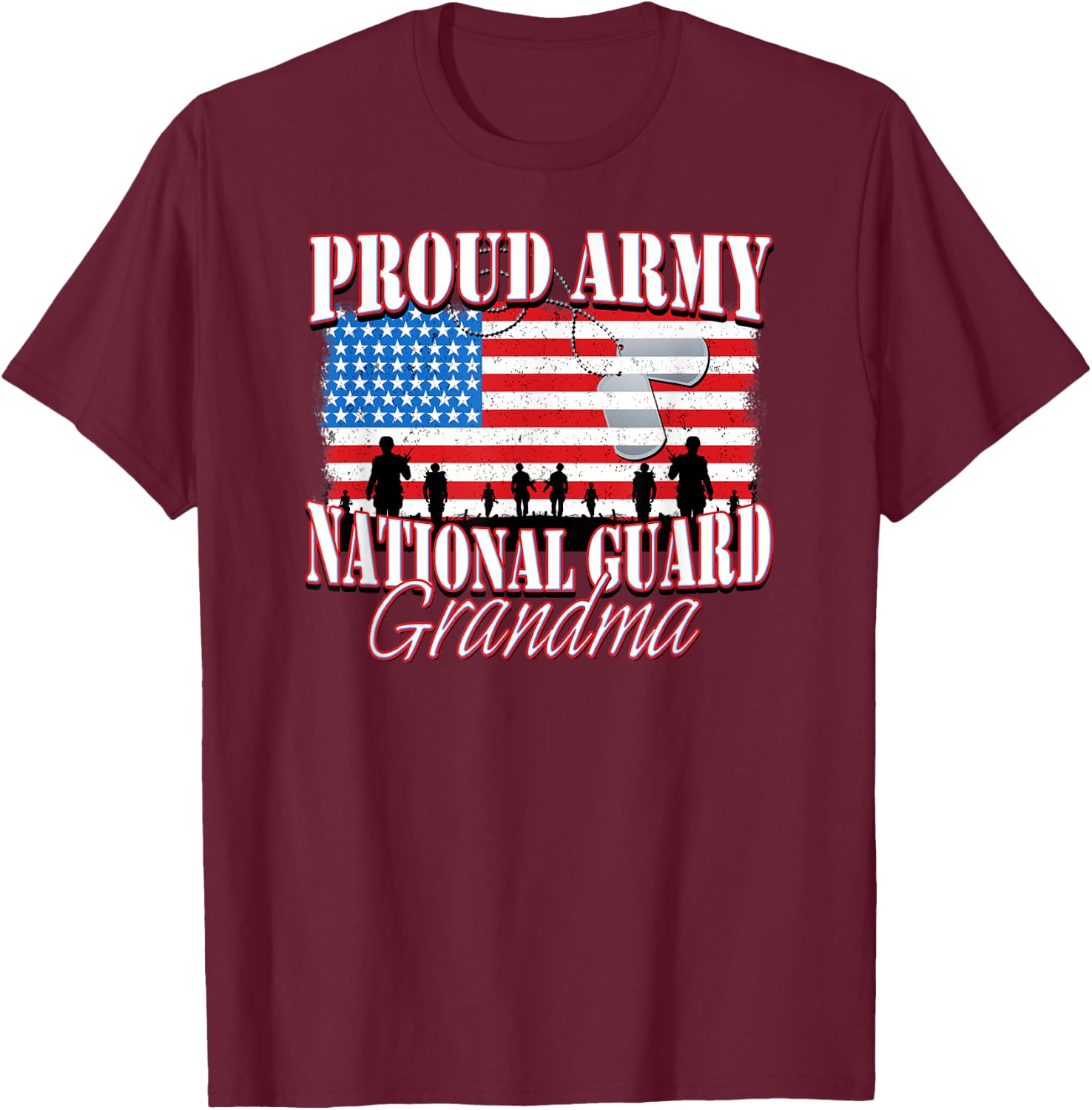 Proud Army National Guard Grandma Shirt Grandparents Day T-Shirt - T-Shirt | Maroon
