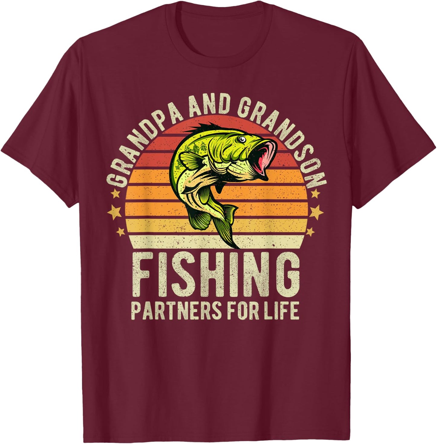 Funny Fisherman Grandpa and Grandson Fishing Partners T-Shirt - T-Shirt | Maroon