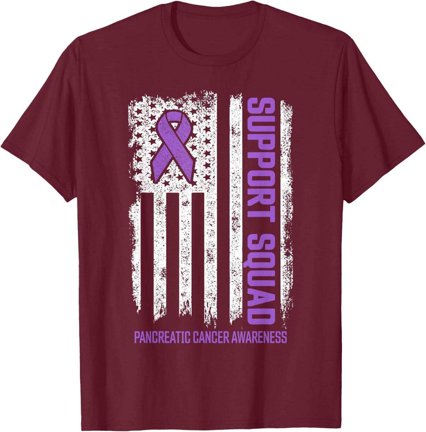 Pancreatic Cancer Support Squad Pancreatic Cancer Awareness T-Shirt - T-Shirt | Maroon