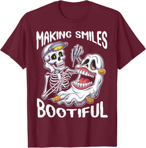 Making Smiles Bootiful Funny Ghost Dentist Halloween Dental T-Shirt - T-Shirt | Maroon