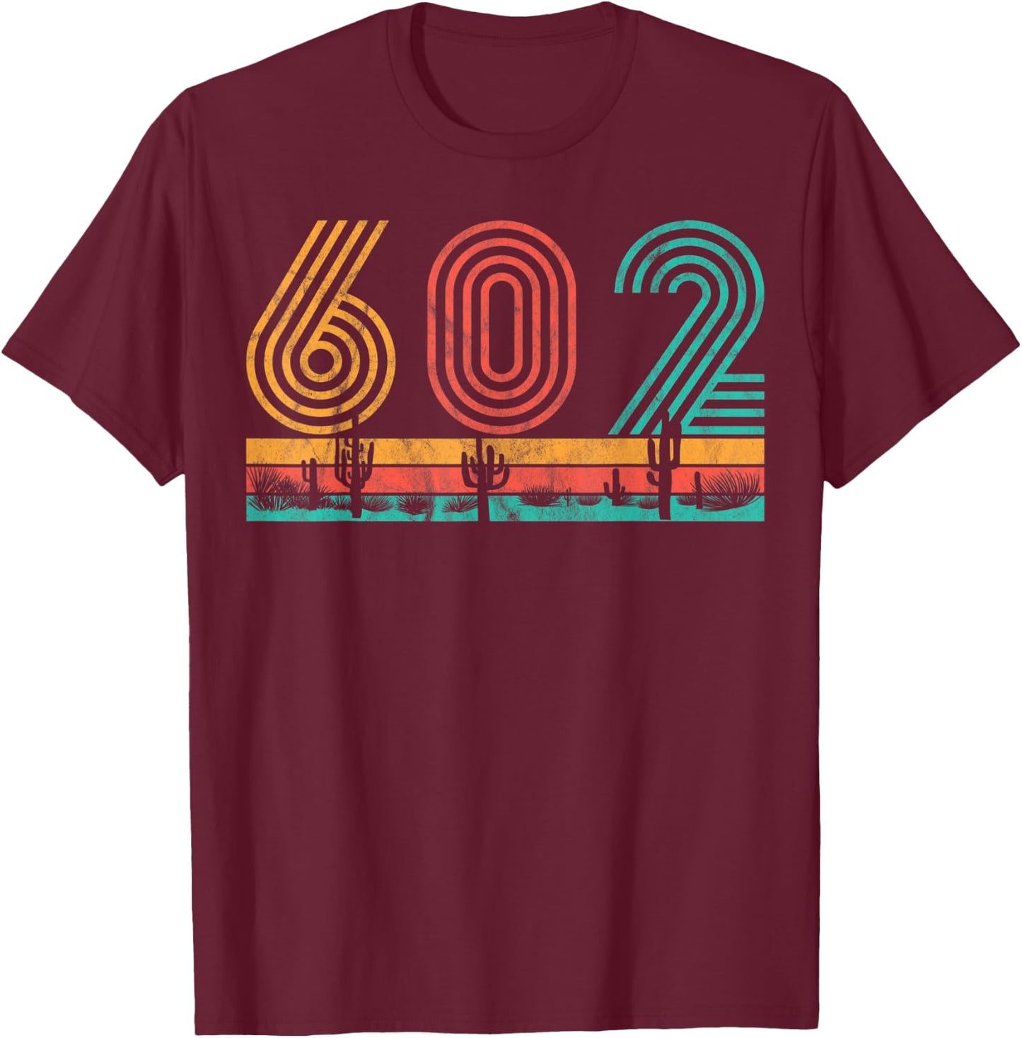 Vintage Valley Phoenix AZ Arizona Vacation PHX Retro 602 T-Shirt - T-Shirt | Maroon
