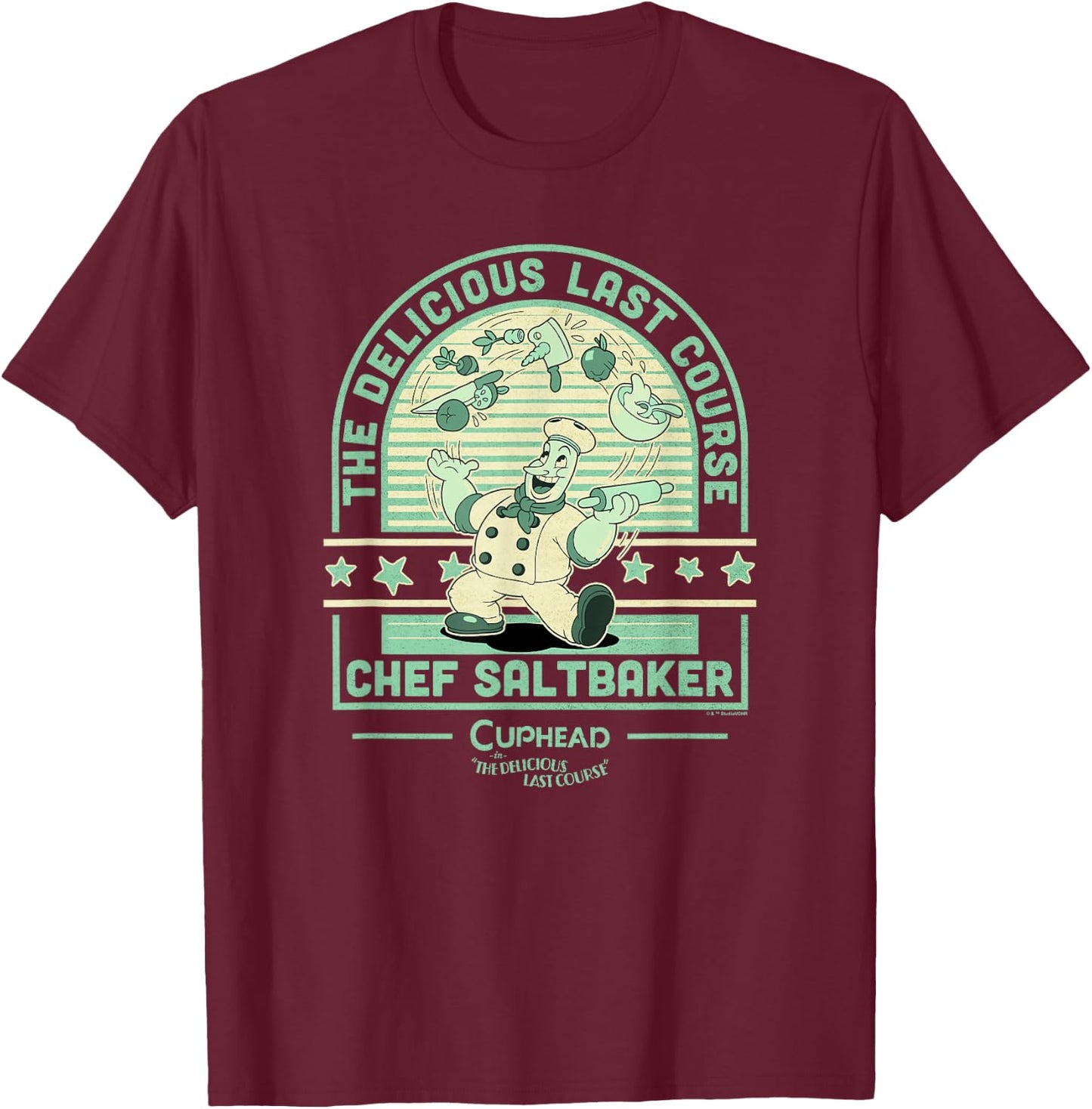 The Delicious Last Course Chef Saltbaker Juggling T-Shirt - T-Shirt | Maroon