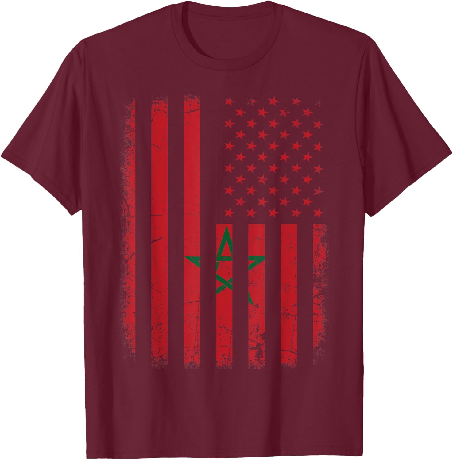 Moroccan American Flag Moroccan Roots Morocco America Kids Men T-Shirt - T-Shirt | Maroon