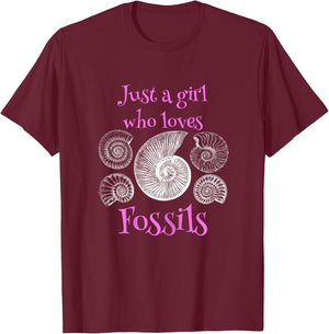 Just A Girl Who Loves Fossils Fossil Collector T-Shirt - T-Shirt | Maroon