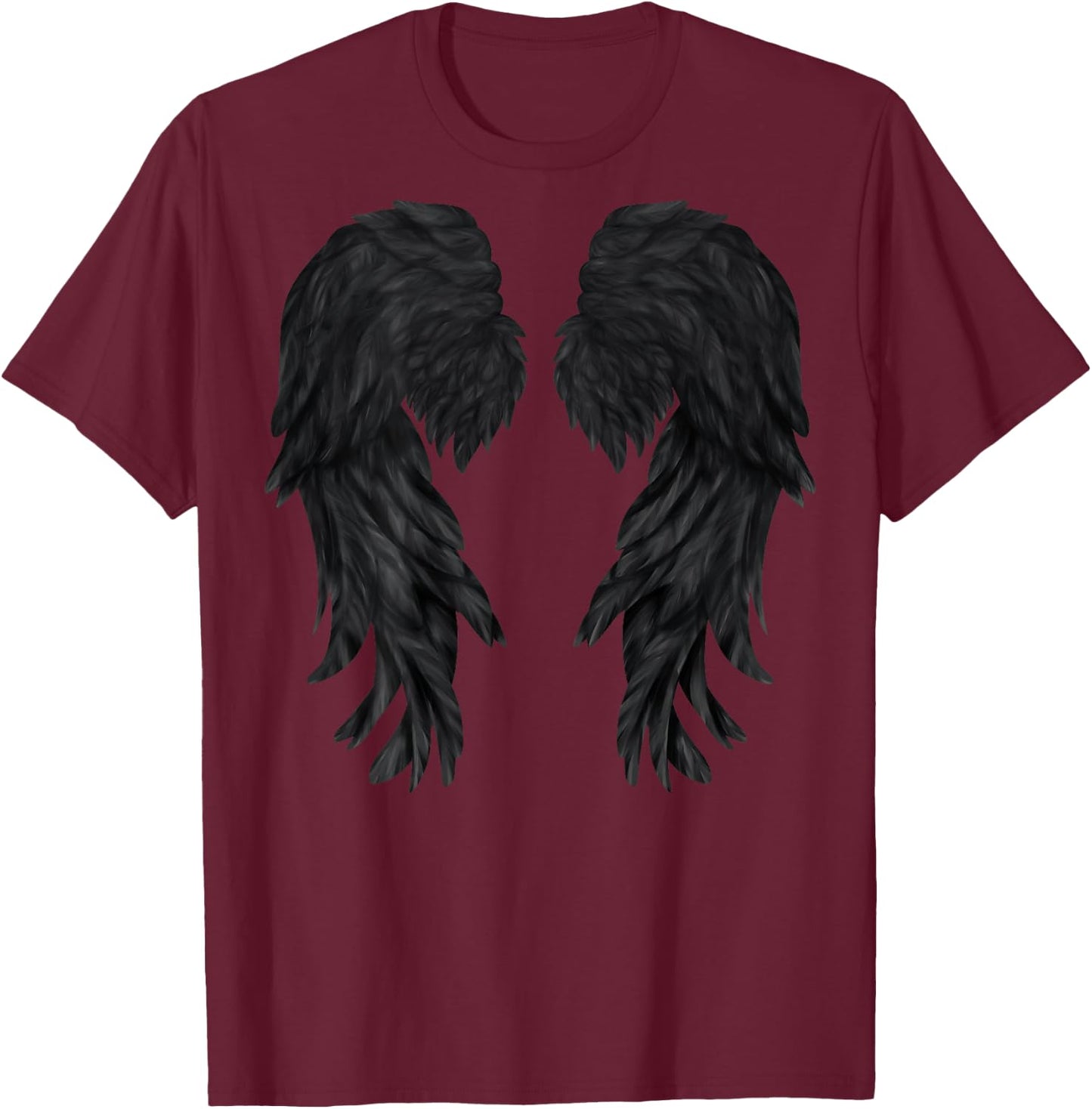 Black Wings Back Tattoo Graphic Rock Heavy Metal Gothic T-Shirt - T-Shirt | Maroon