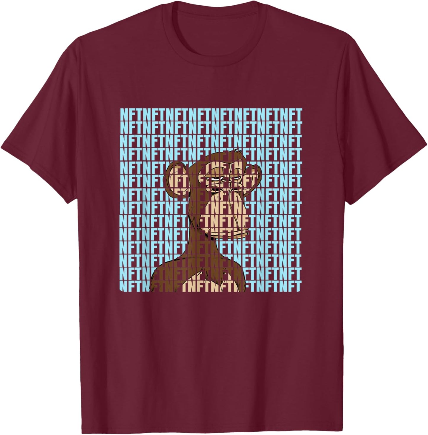 Bored Ape Yacht Club NFT Design Graphic T-Shirt - T-Shirt | Maroon
