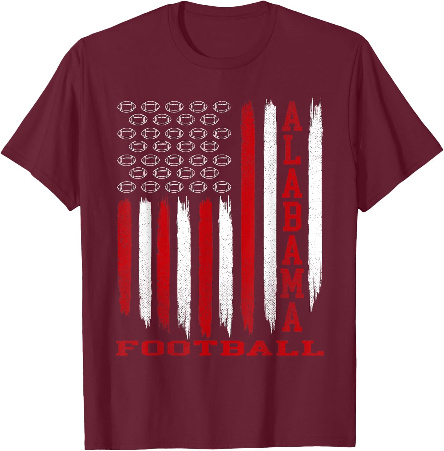 Patriotic USA Flag Alabama Football Season Party T-Shirt - T-Shirt | Maroon