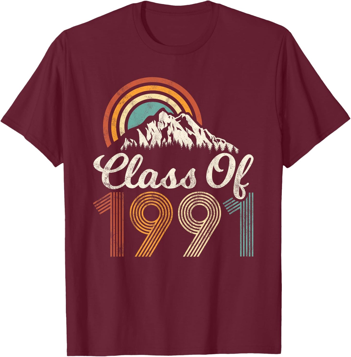 Vintage Class Of 1991 High School College Reunion Distressed T-Shirt - T-Shirt | Maroon