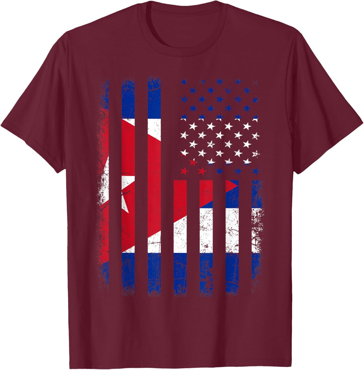 Cuban American Flag Cuban Roots Cuba America T-Shirt - T-Shirt | Maroon