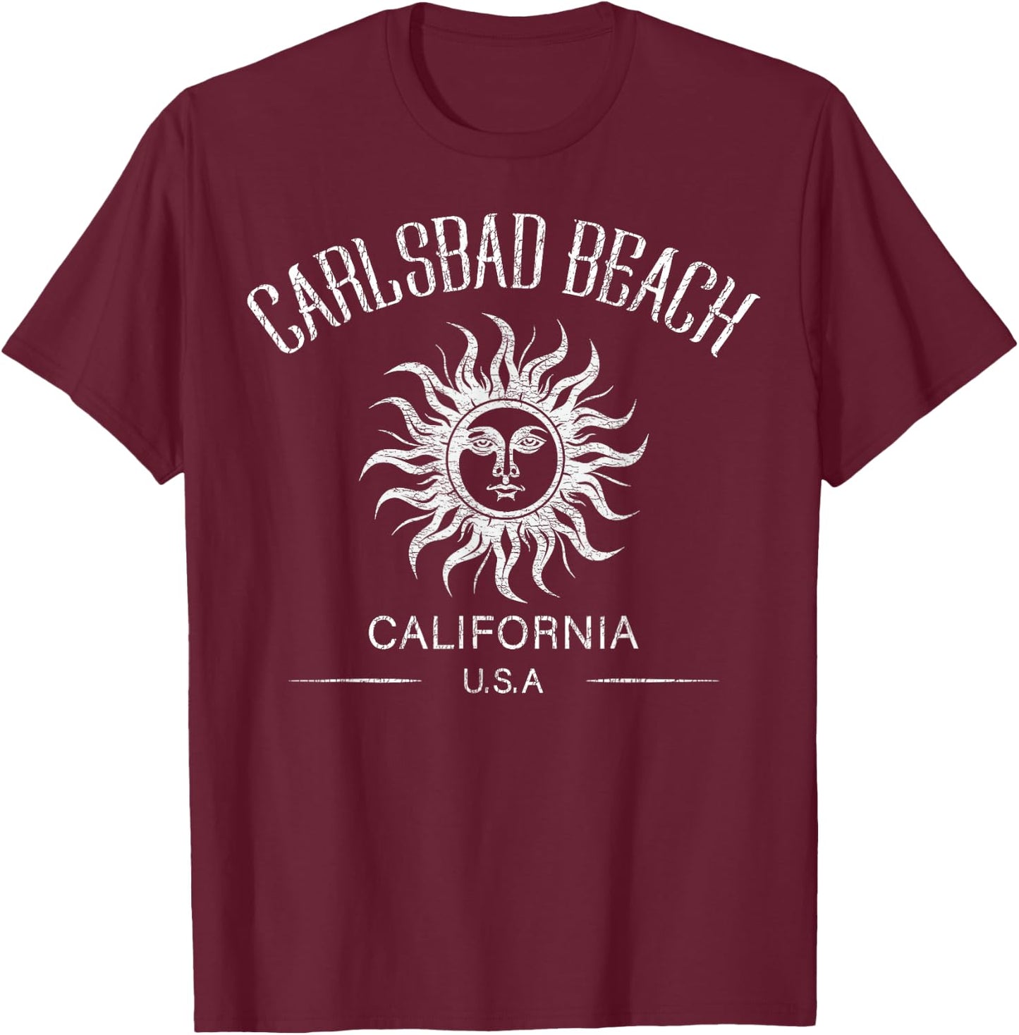 Carlsbad Beach California Vacation Sunset USA CA Vintage T-Shirt - T-Shirt | Maroon