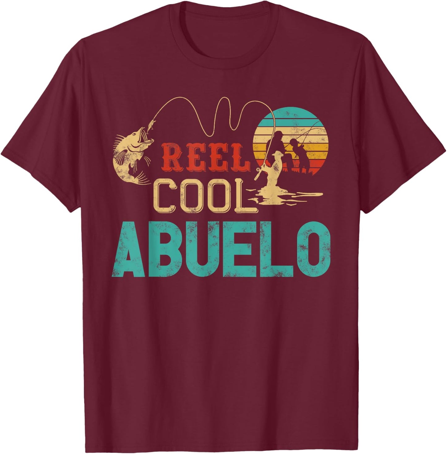 Reel Cool Abuelo vintage funny fishing rod gifts for Abuelo T-Shirt - T-Shirt | Maroon