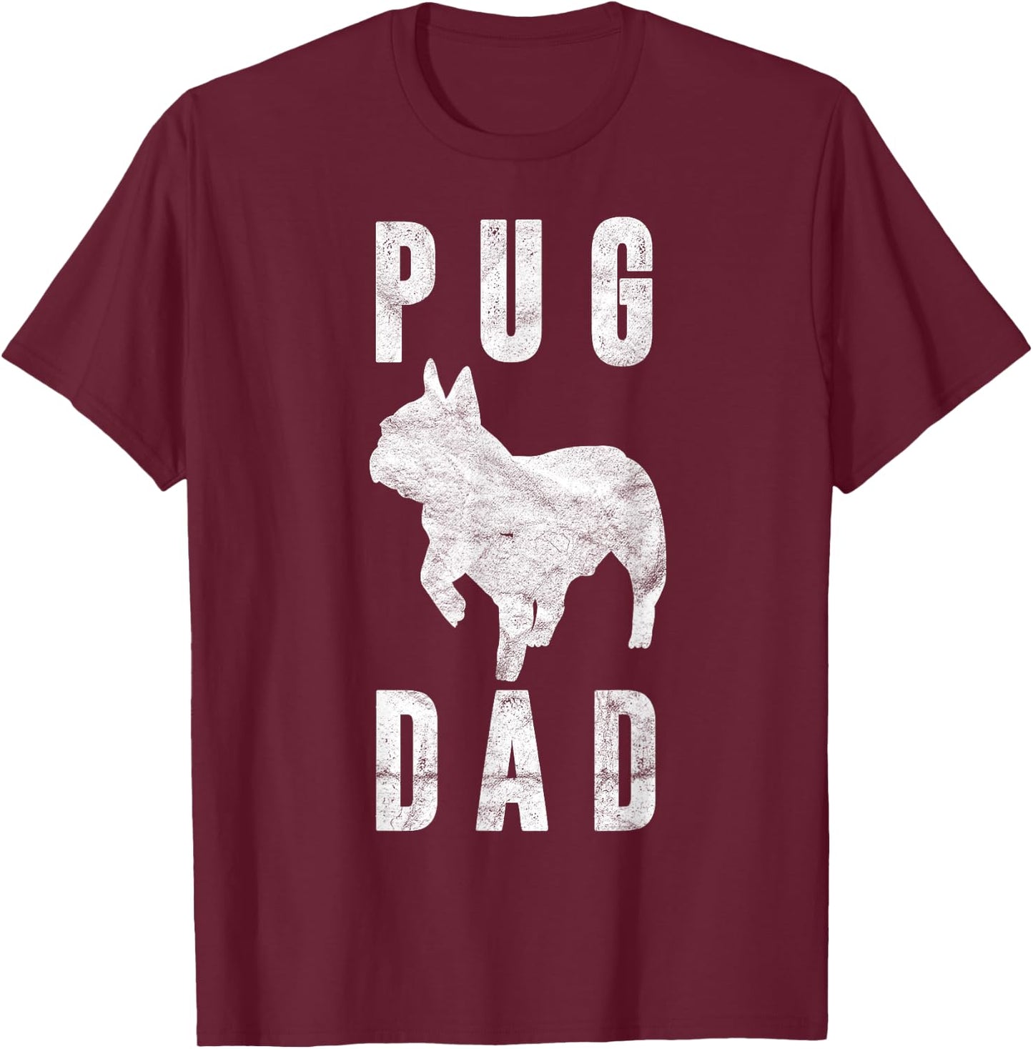 Vintage Pug Dad Gift Puggle Father Dog Papa Pet Lover T-Shirt - T-Shirt | Maroon